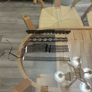 Black Lace Choker Set - 4 Piece